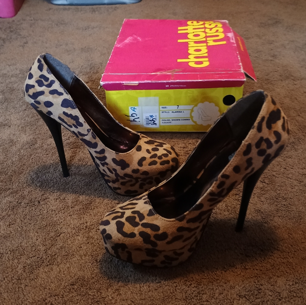Charlotte Russe Brown and Black Suede Heels